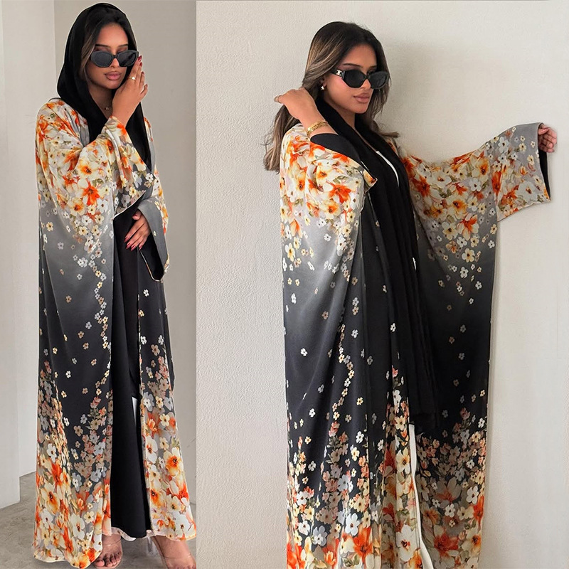 Jalabiya Women Arabic - Muslim Women Abaya Cardigan Print Dress