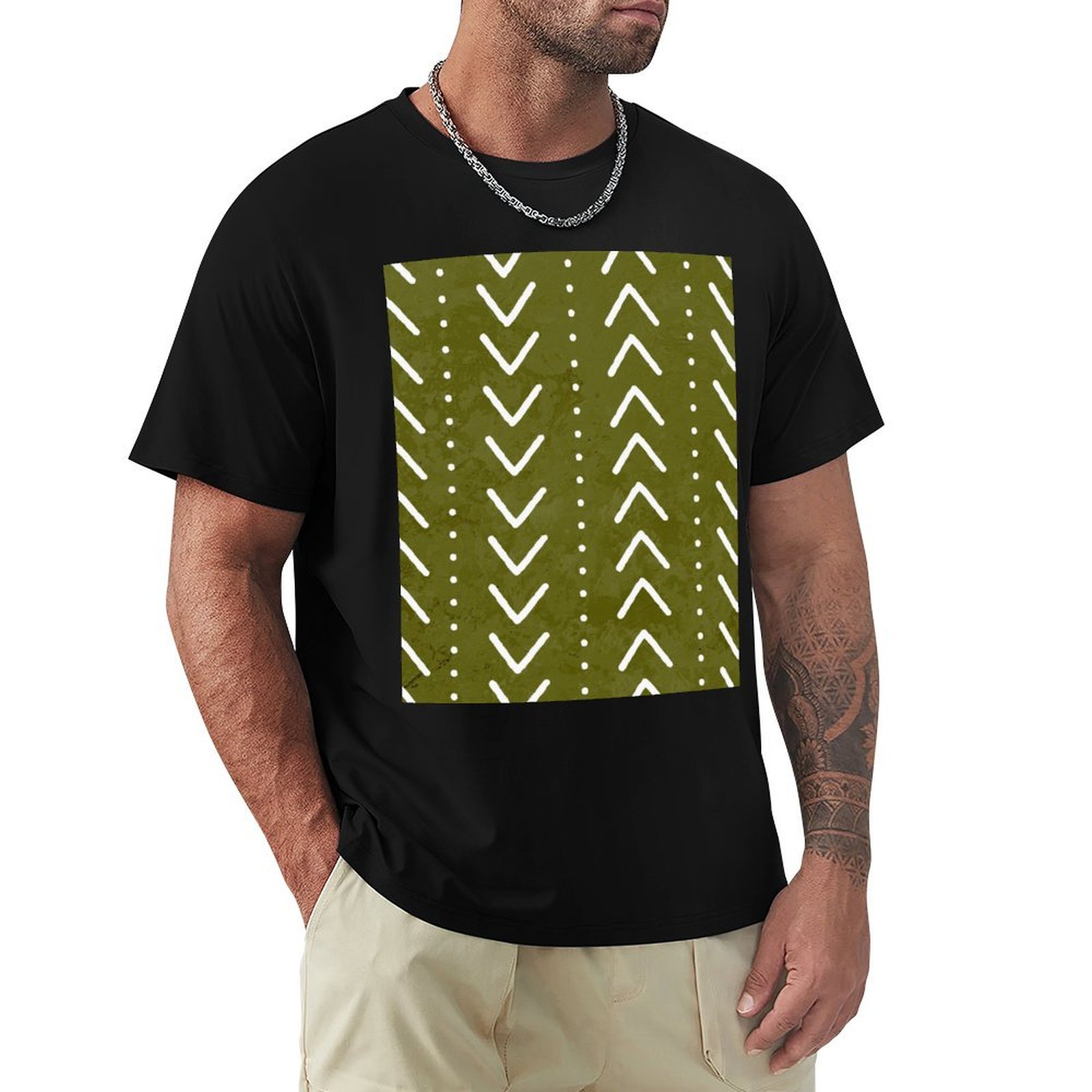 Olive Green Mudcloth Arrows Pa - огляд і ціна Mudcloth Print Top